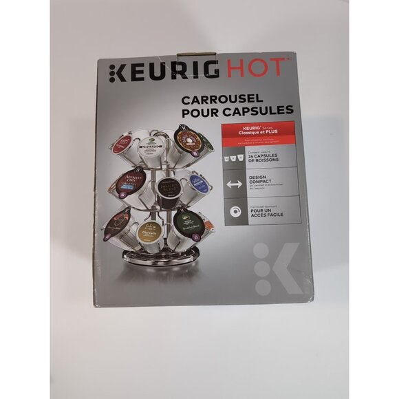 KEURIG HOT  Pod Carousel Chrome Secure Base Spinning Design Holds up to 24 Pods - Picture 3 of 7